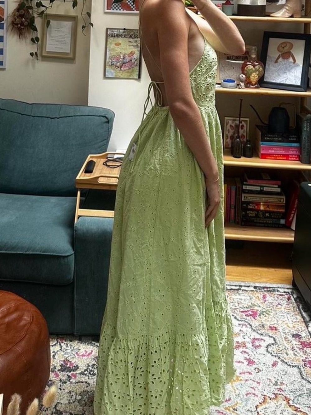Light Green Eyelet Maxi Dress - American Eagle